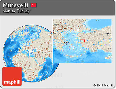Shaded Relief Location Map of Mütevelli