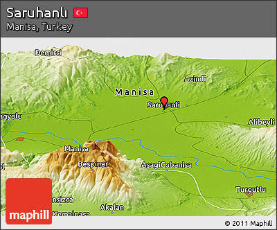 Physical Panoramic Map of Saruhanlı