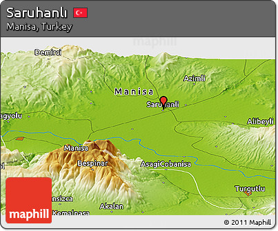Physical Panoramic Map of Saruhanlı