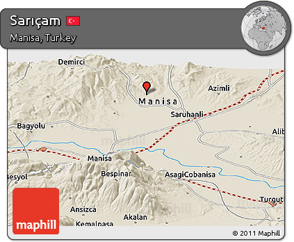 Shaded Relief Panoramic Map of Sarıçam
