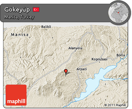 Shaded Relief 3D Map of Gökeyüp