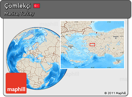 Shaded Relief Location Map of Çömlekçi