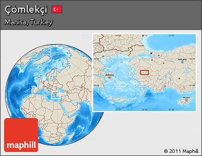 Shaded Relief Location Map of Çömlekçi