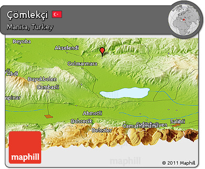 Physical Panoramic Map of Çömlekçi