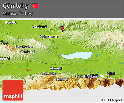 Physical Panoramic Map of Çömlekçi