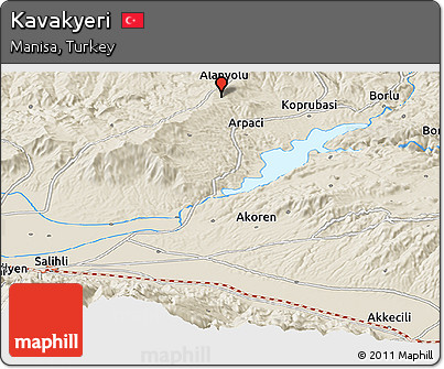 Shaded Relief Panoramic Map of Kavakyeri