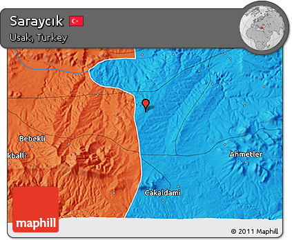 Political 3D Map of Saraycık