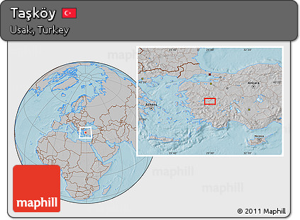 Gray Location Map of Taşköy, hill shading
