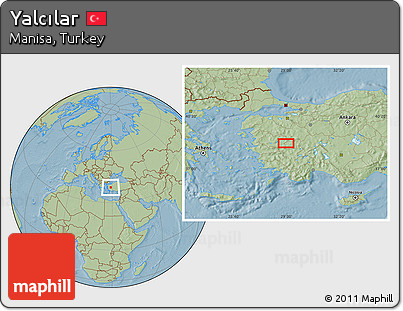 Savanna Style Location Map of Yalcılar, hill shading