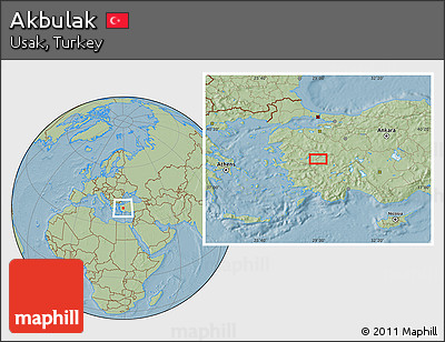 Savanna Style Location Map of Akbulak, hill shading
