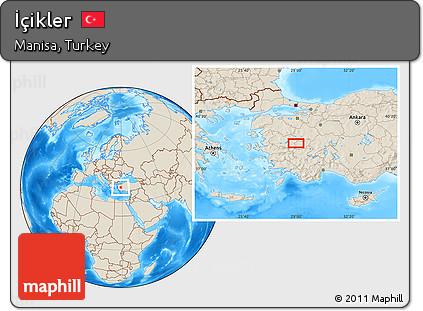 Shaded Relief Location Map of İçikler