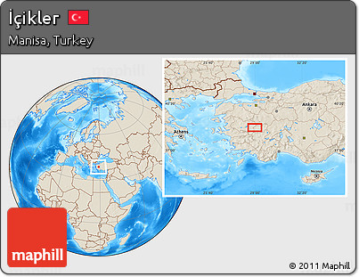 Shaded Relief Location Map of İçikler