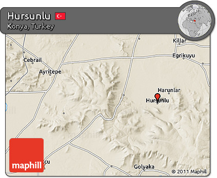 Shaded Relief 3D Map of Hursunlu