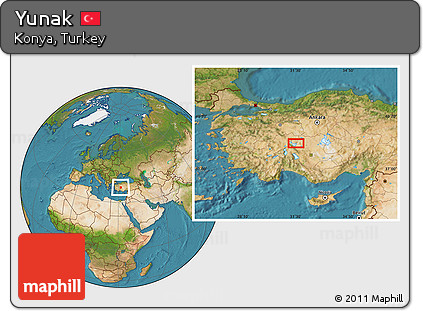 Satellite Location Map of Yunak