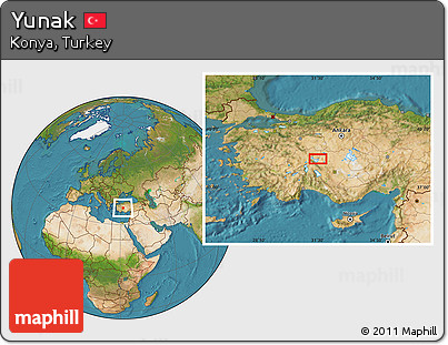 Satellite Location Map of Yunak