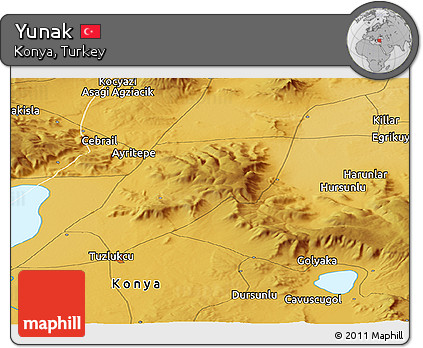 Physical Panoramic Map of Yunak