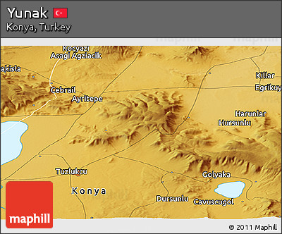 Physical Panoramic Map of Yunak