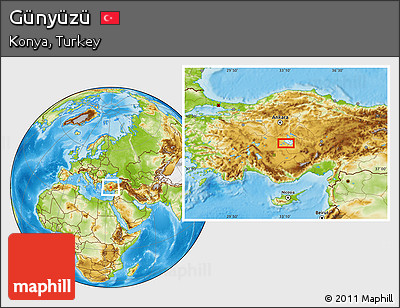Physical Location Map of Günyüzü