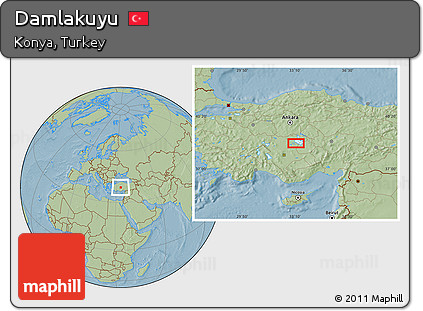 Savanna Style Location Map of Damlakuyu, hill shading