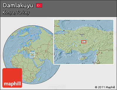 Savanna Style Location Map of Damlakuyu, hill shading