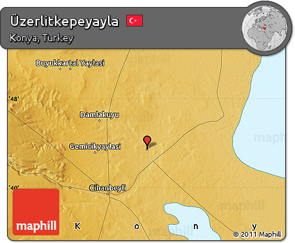 Physical Map of Üzerlitkepeyayla