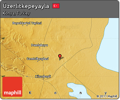 Physical Map of Üzerlitkepeyayla
