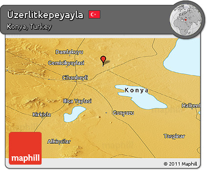 Physical Panoramic Map of Üzerlitkepeyayla
