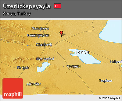 Physical Panoramic Map of Üzerlitkepeyayla