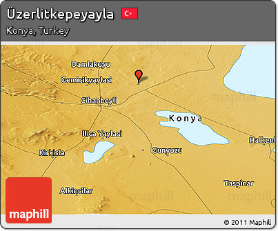 Physical Panoramic Map of Üzerlitkepeyayla
