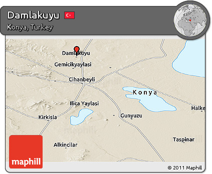 Shaded Relief Panoramic Map of Damlakuyu