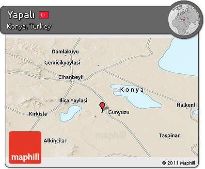 Shaded Relief Panoramic Map of Yapalı