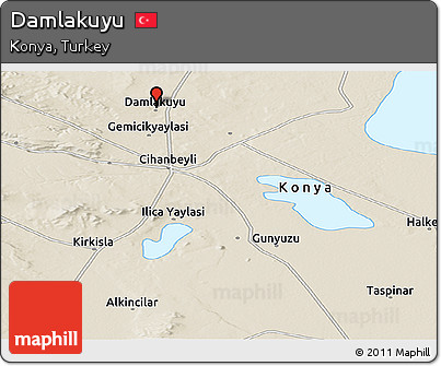 Shaded Relief Panoramic Map of Damlakuyu