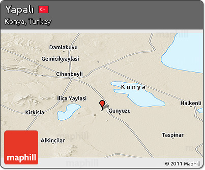 Shaded Relief Panoramic Map of Yapalı