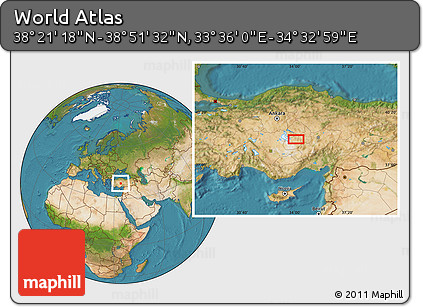 Satellite Location Map of the Area around 38° 36' 25" N, 34° 4' 30" E