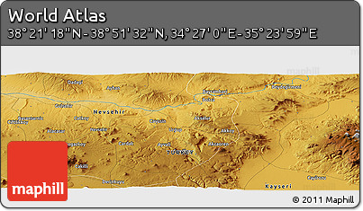 Physical Panoramic Map of the Area around 38° 36' 25" N, 34° 55' 29" E