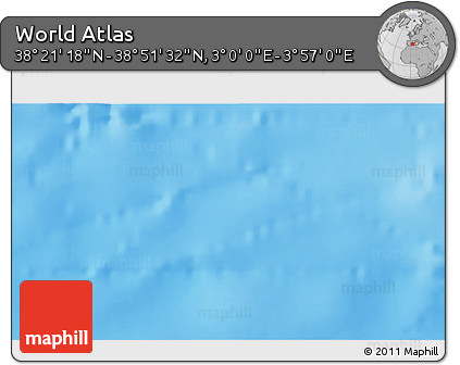 Physical 3D Map of the Area around 38° 36' 25" N, 3° 28' 30" E