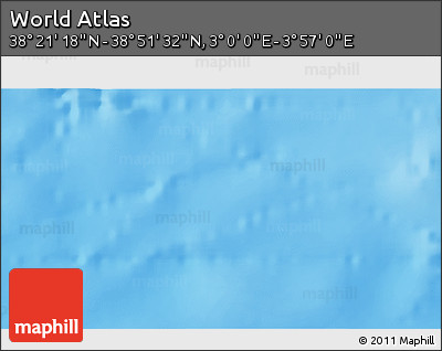 Physical 3D Map of the Area around 38° 36' 25" N, 3° 28' 30" E