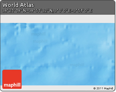 Physical 3D Map of the Area around 38° 36' 25" N, 3° 28' 30" E