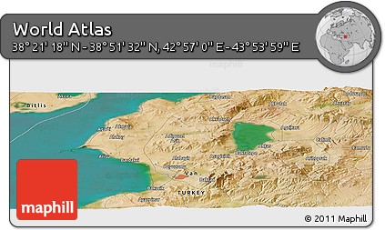 Satellite Panoramic Map of the Area around 38° 36' 25" N, 43° 25' 29" E