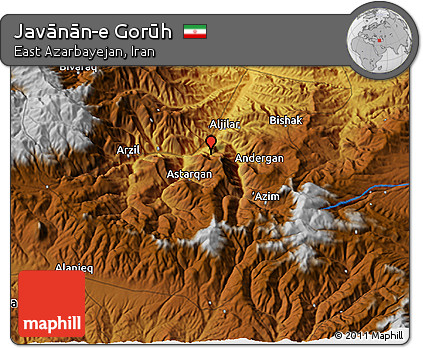 Physical 3D Map of Javānān-e Gorūh