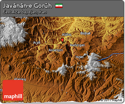 Physical 3D Map of Javānān-e Gorūh