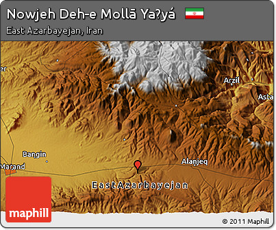 Physical 3D Map of Nowjeh Deh-e Mollā Yaḩyá