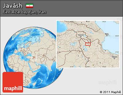 Shaded Relief Location Map of Javāsh