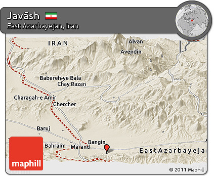 Shaded Relief Panoramic Map of Javāsh