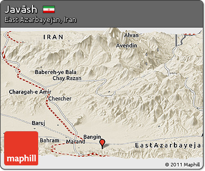Shaded Relief Panoramic Map of Javāsh