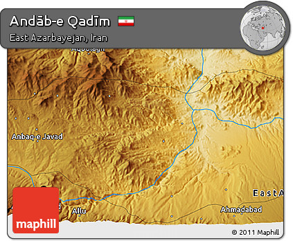 Physical 3D Map of Andāb-e Qadīm