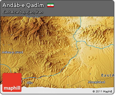Physical 3D Map of Andāb-e Qadīm