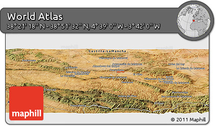 Satellite Panoramic Map of the Area around 38° 36' 25" N, 4° 10' 30" W