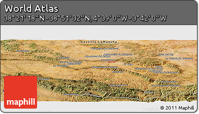 Satellite Panoramic Map of the Area around 38° 36' 25" N, 4° 10' 30" W