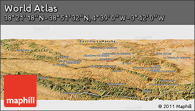 Satellite Panoramic Map of the Area around 38° 36' 25" N, 4° 10' 30" W